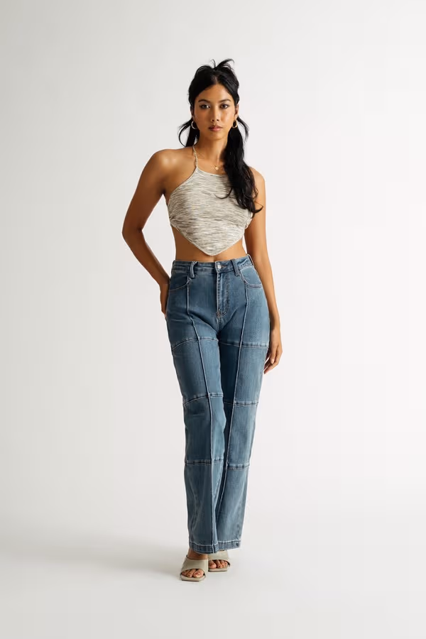 Sip My Tea Crop Top - Sand Multi