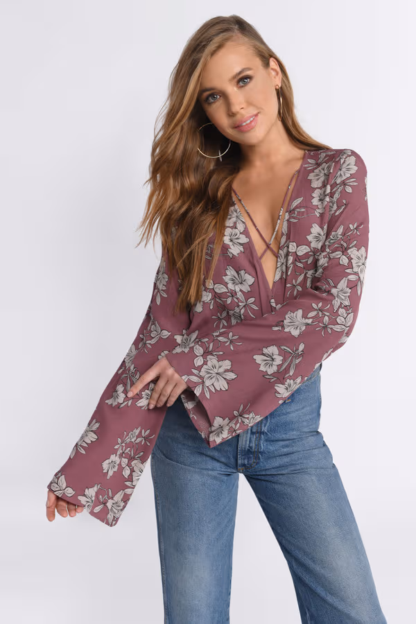 Bella Surplice Blouse - Wine