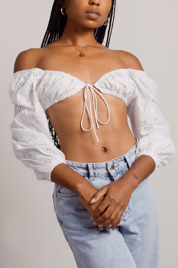 Step It Up Crop Top - Off White