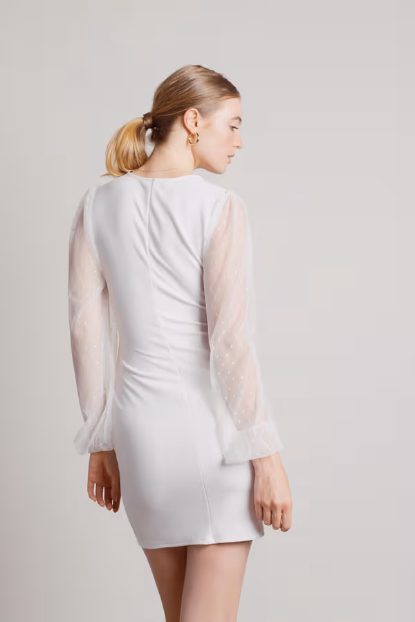 Same Vibe Mesh Sleeve Bodycon Mini Dress - Black