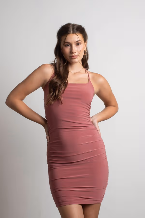 Vicki Ruched Open Back Mini Dress - Teal