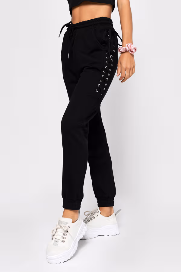 French Kiss Jogger Pants - Black