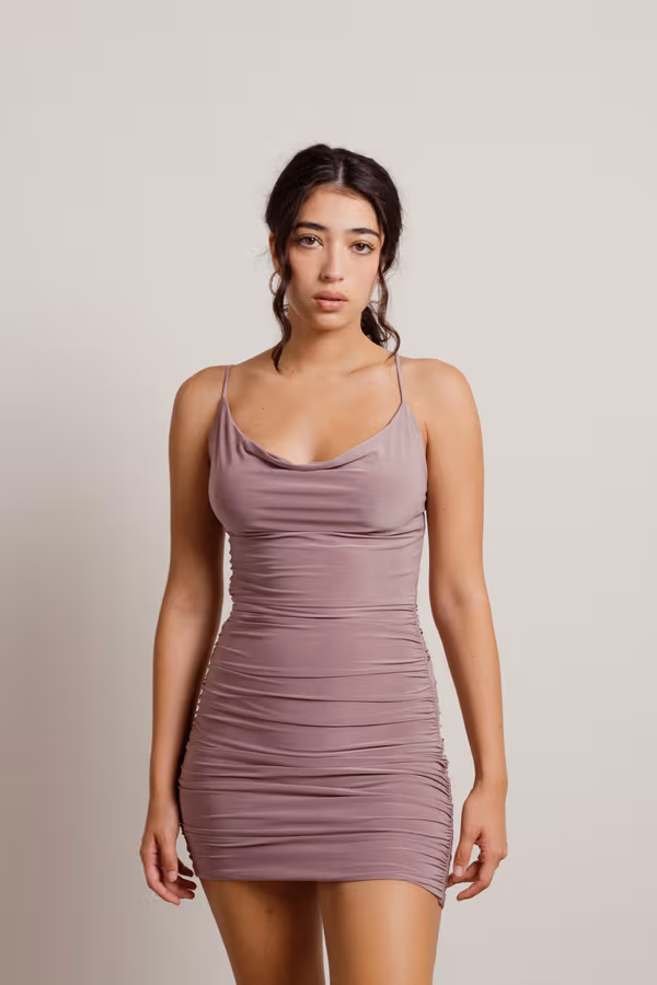 Vaea Cross Back Bodycon Mini Dress - Dusty Blue