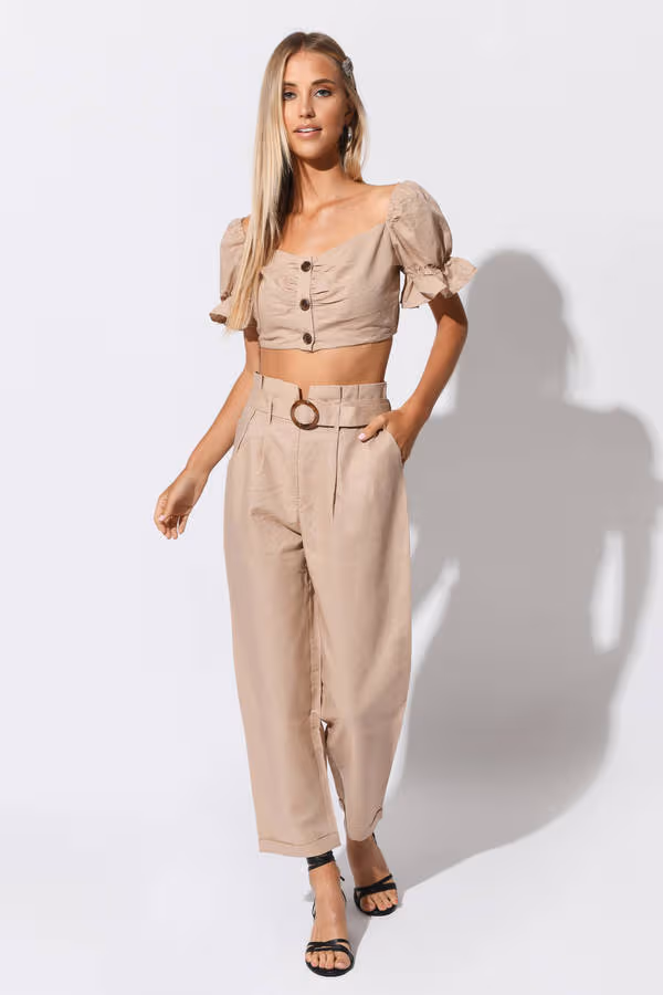 Rumi Hailey Paperbag Pants - Sand