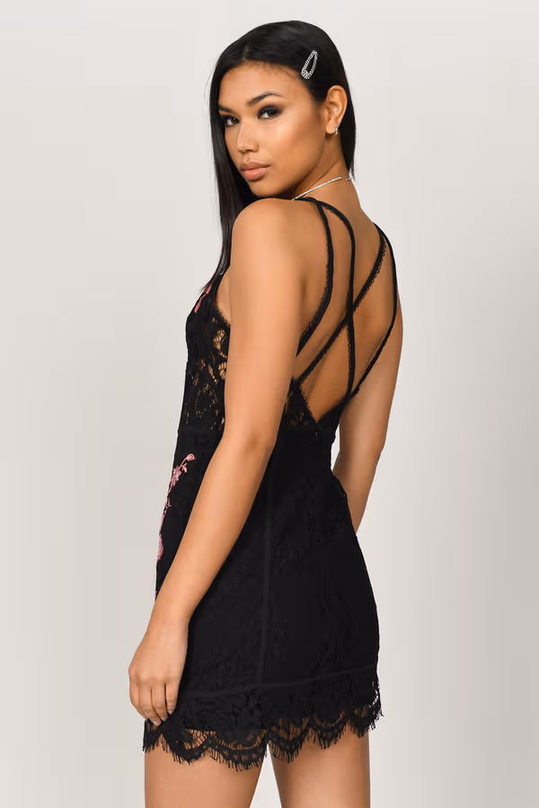 Mia Lace Bustier Mini Dress - Black