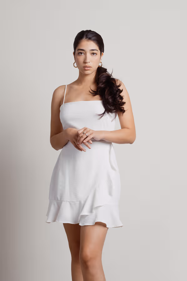 Dance By Open Back Wrap Mini Dress - Ivory