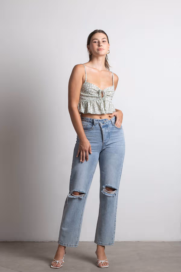 Shuffle Around Crop Top - Sage