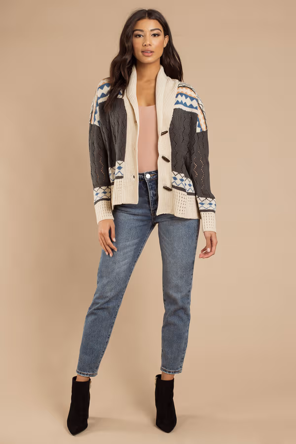 Crazy In Me Geo Pattern Cardigan - Multi