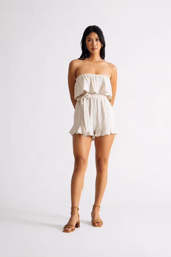 Lauren Strapless Romper - Beige