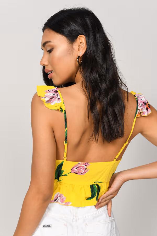 Try Me Crop Top - Yellow Multi