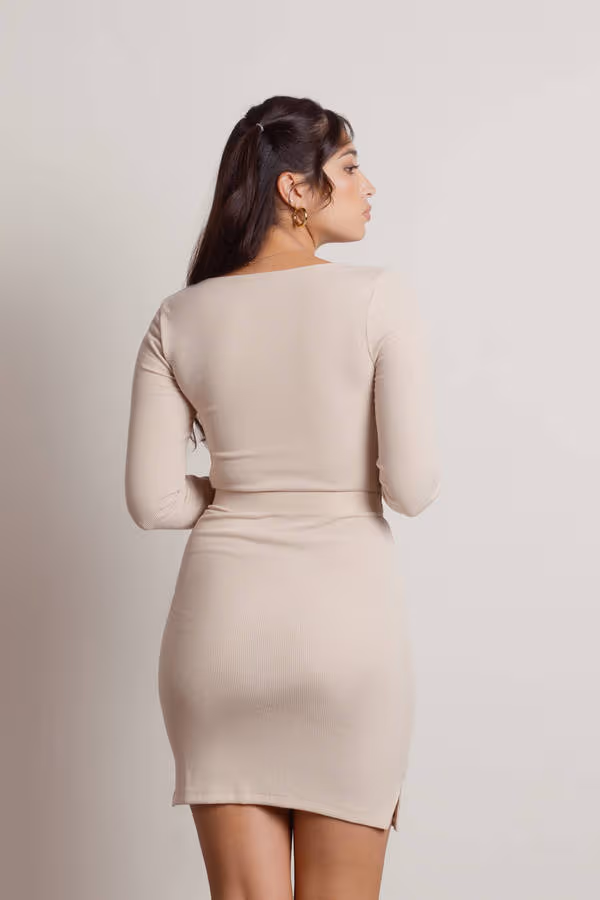 Make It Better Stone Twist Cutout Bodycon Mini Dress