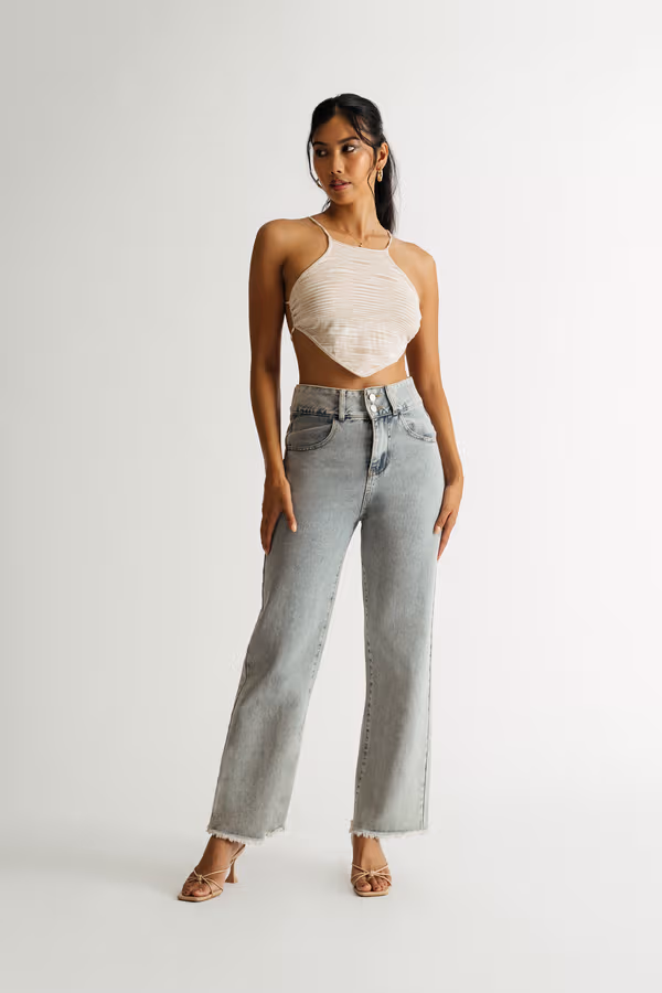 Sip My Tea Crop Top - Sand Multi