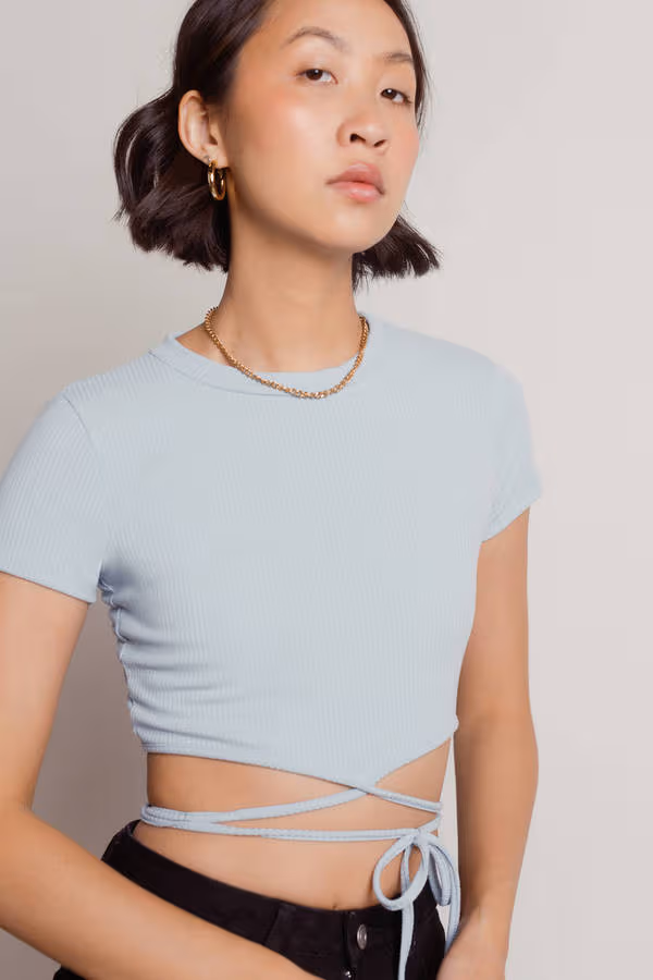 Will Be Waiting Crop Top - Blue