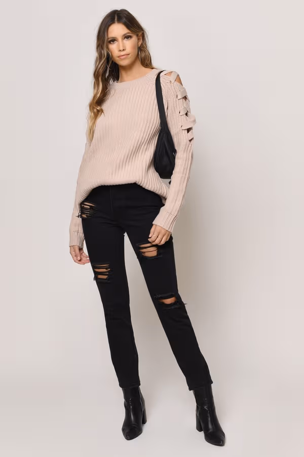 Vana Cold Shoulder Sweater - Blush
