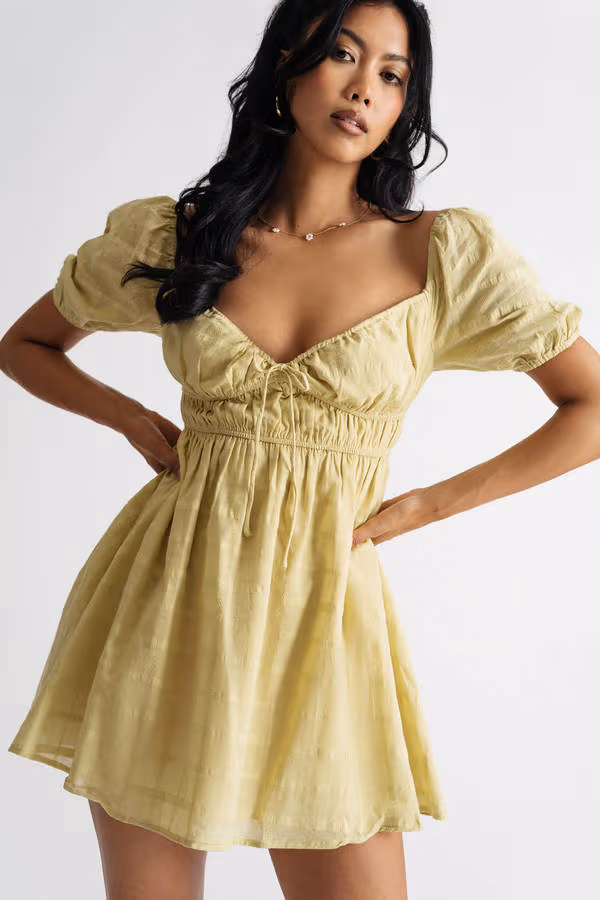 Tea Sweetheart Skater Mini Dress - Green