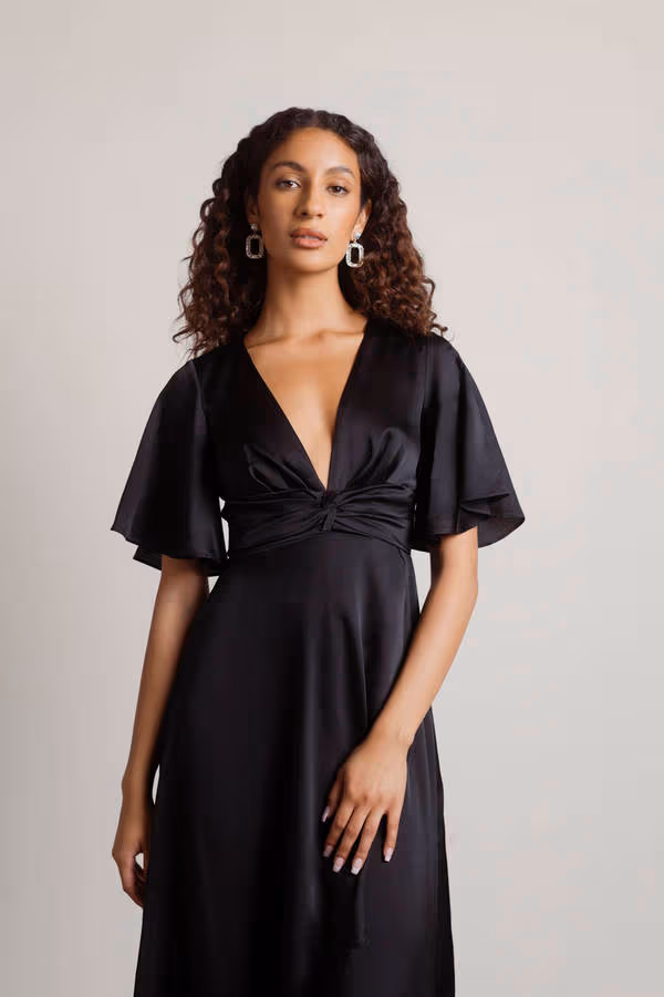 The Joy Of It Satin Surplice Maxi Dress - Rose Gold