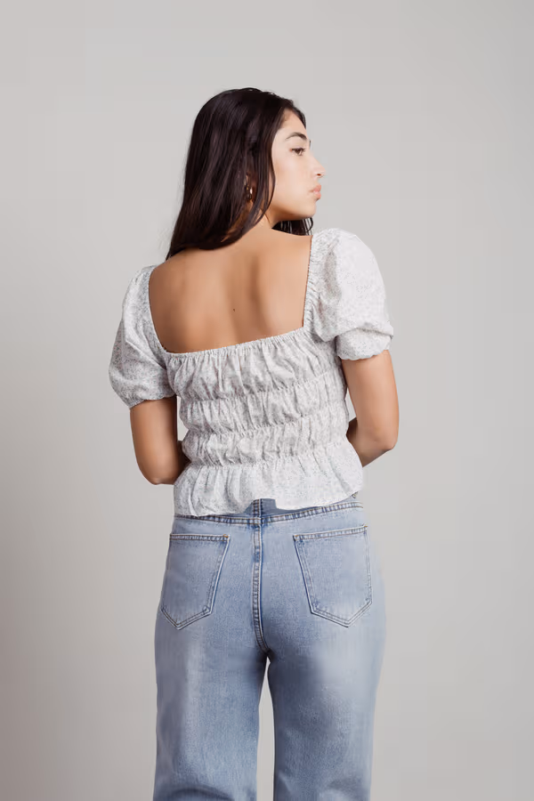 Gisella Smocked Blouse - Green Multi