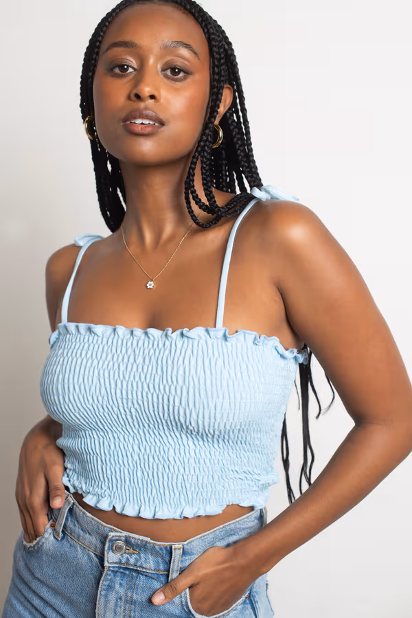 Care About Me Crop Top - Light Blue