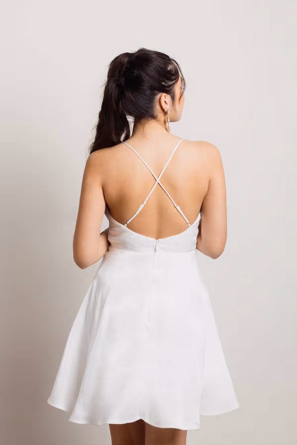 Lorena Cross Back Skater Mini Dress - White