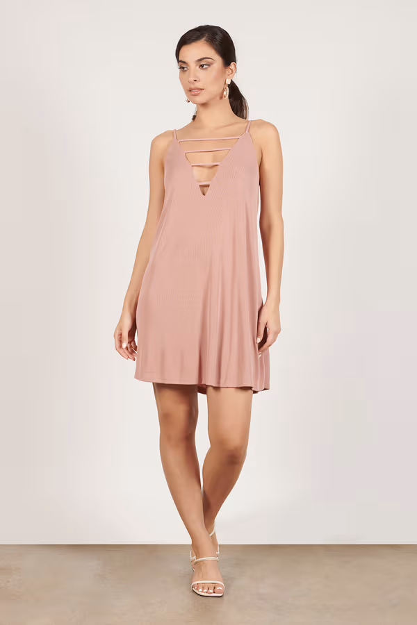 Halsey Strappy Deep V Mini Dress - Terracotta