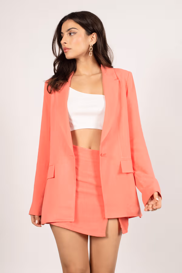 Gabriela Faux Pocket Blazer - Coral