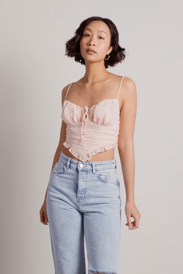 Let Me Know Crop Top - Oval Print Peach