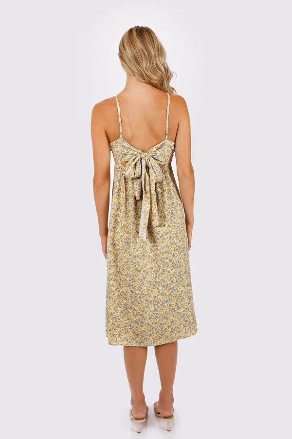 Velle Floral Button Up Midi Dress - Blue Lemonade