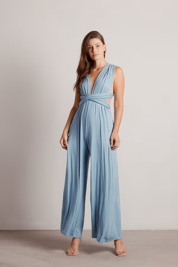 Make It Up Convertible Tie Jumpsuit - Blue