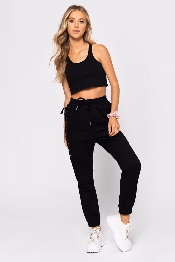 French Kiss Jogger Pants - Black