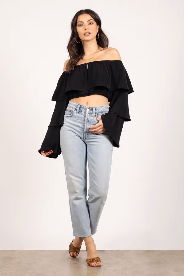 Show Off The Shoulder Blouse - Black
