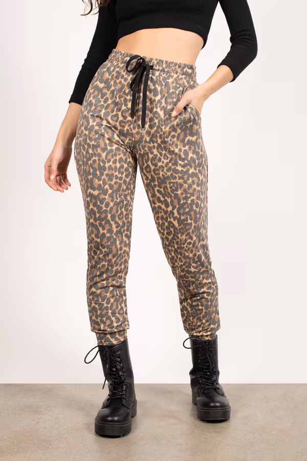 Don't Worry Drawstring Pants - Leopard