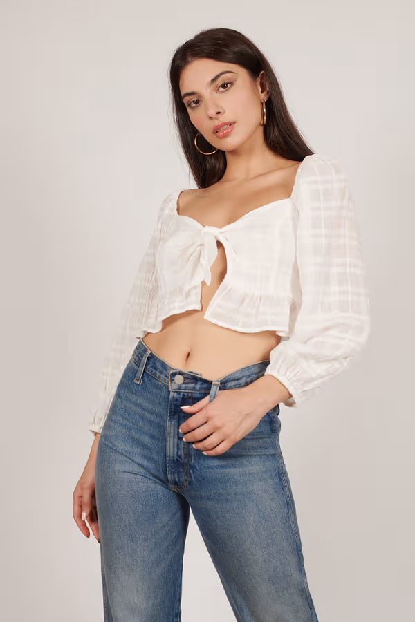 Ally Front Tie Blouse - White