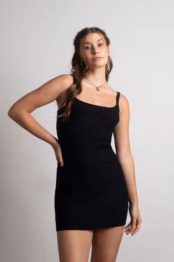 End Up Here Ribbed Open Back Mini Dress - Ruby Red