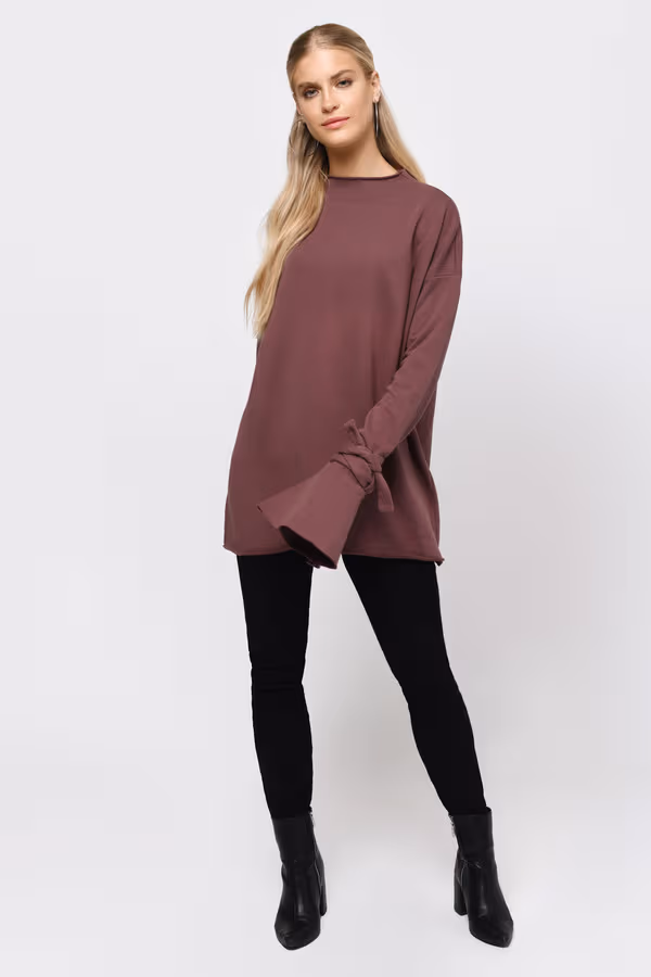 Don't Mock Me Tie Sleeve Top - Marsala