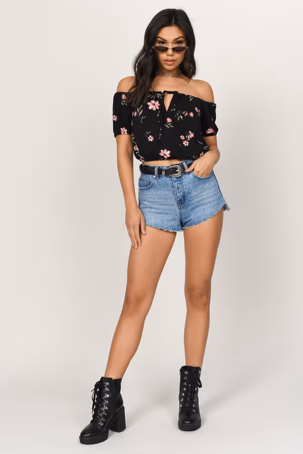 Not Your Girl Crop Top - Black Multi