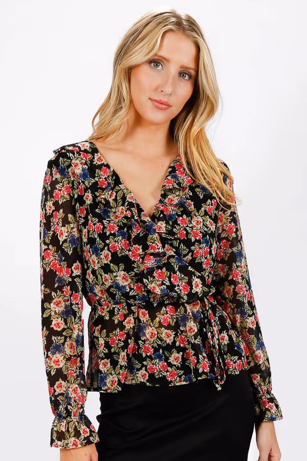 Zera Floral Blouse - Black