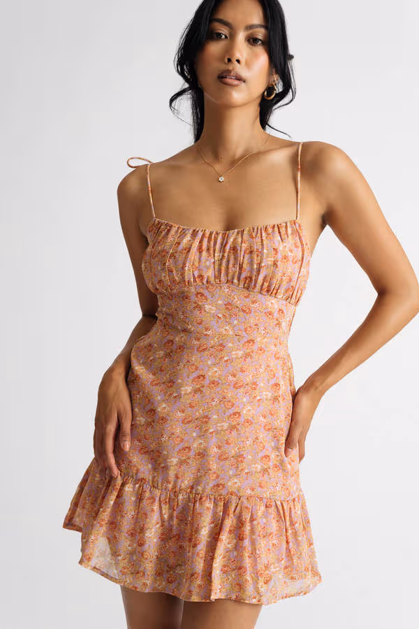 Same Way Floral Ruffle Mini Dress - Pink