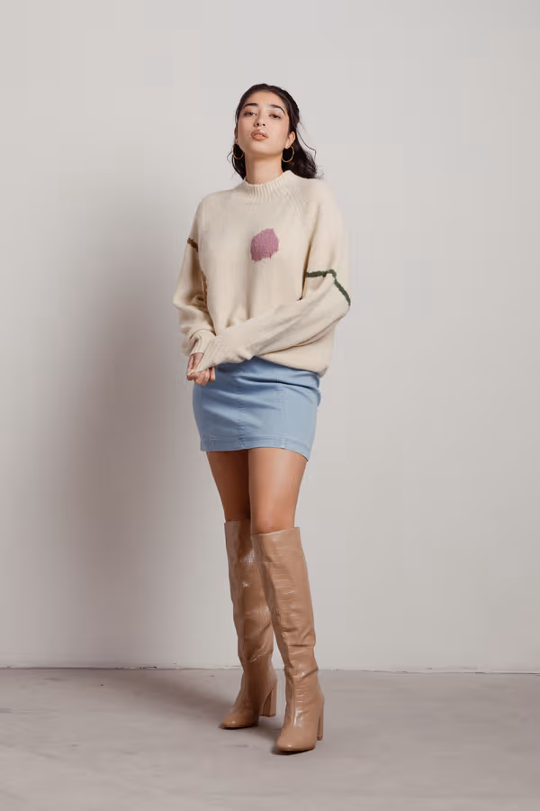 Rising Sun Crew Neck Sweater - Cream Multi