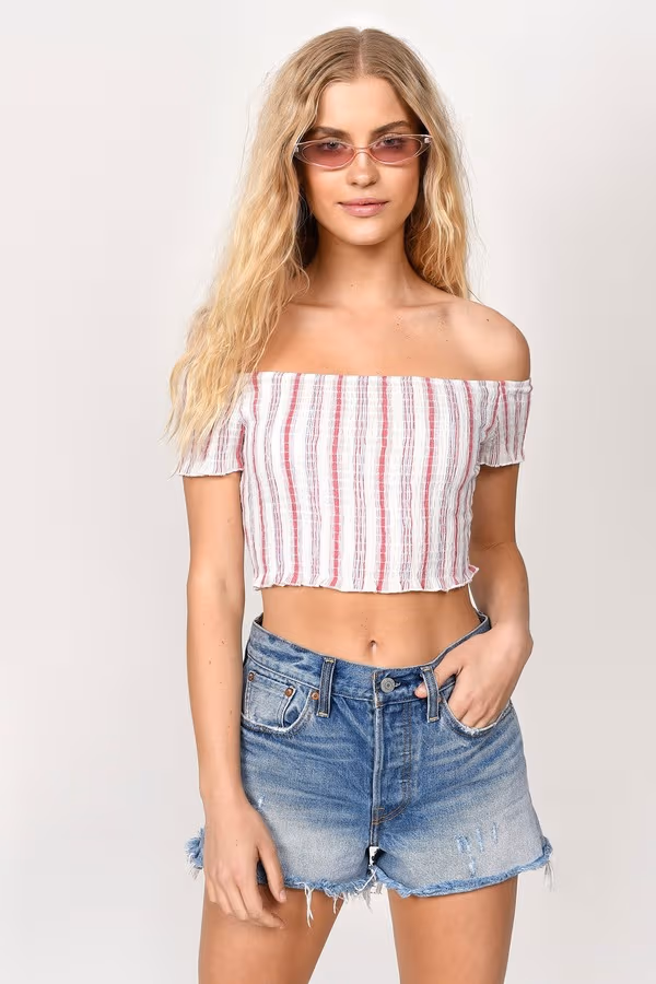Straight To You Crop Top - Red Multi