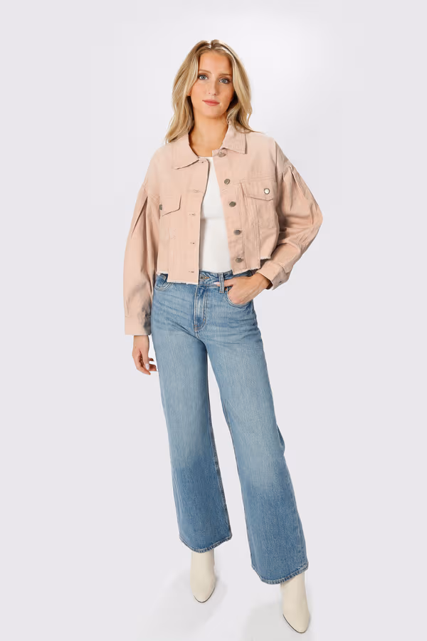 Let Me Down Cropped Jacket - Pink