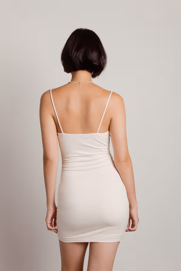 Just A Small Thing Exposed Stitch Bodycon Mini Dress - Gray