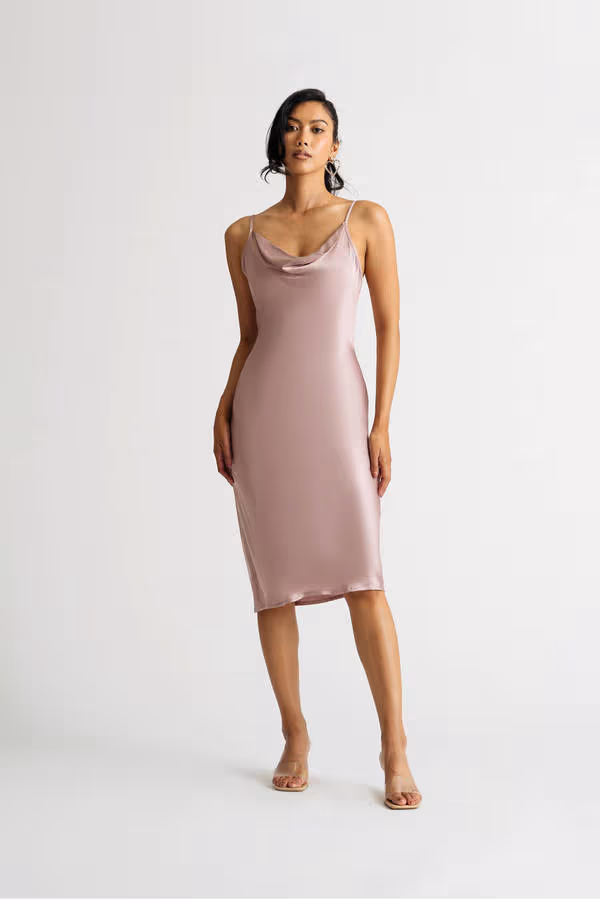 Kelsea Satin Open Back Midi Dress - Emerald