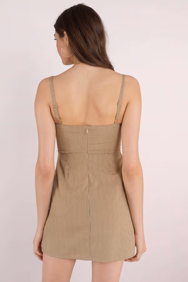 Forever Young Stripe Shift Mini Dress - Sand