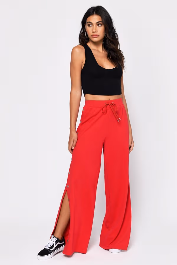 Snap Out Of It Drawstring Sweatpants - Red