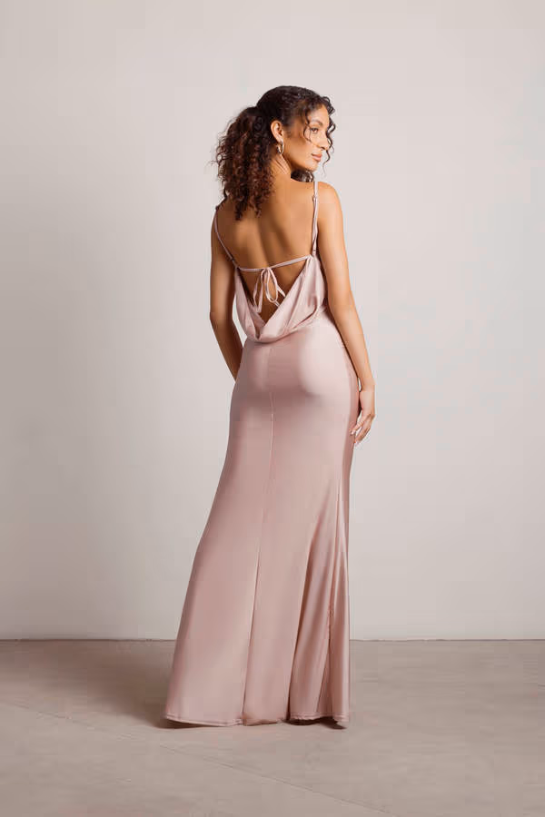 Late Nights Open Back High Slit Maxi Dress - Burgundy