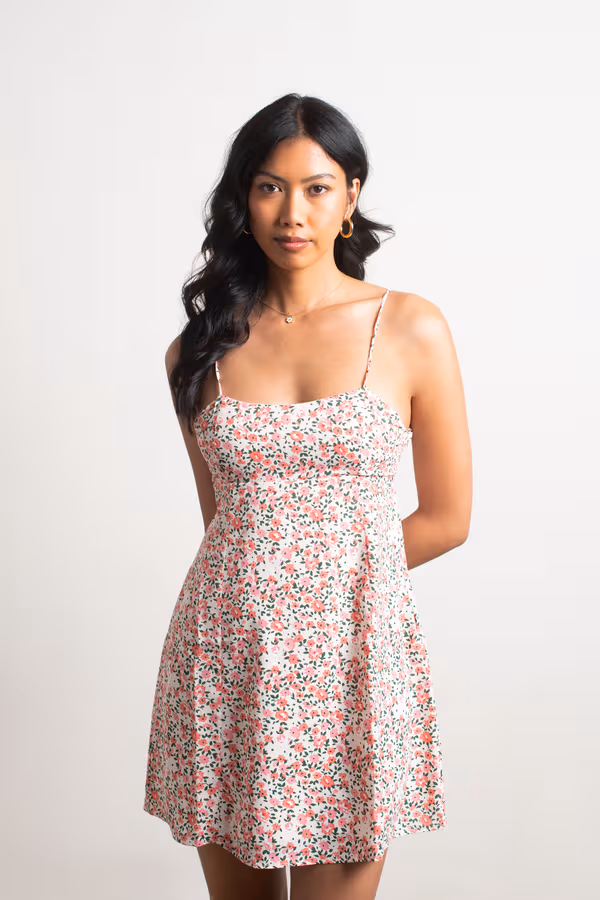 Cali Girl Floral Skater Mini Dress - Pink