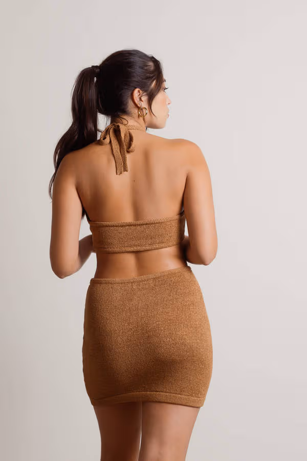 Just The Thing Cutout Bodycon Mini Dress - Brown