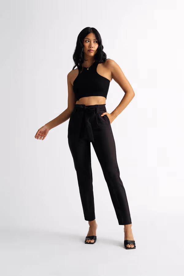 Make My Way Black Paperbag Pants