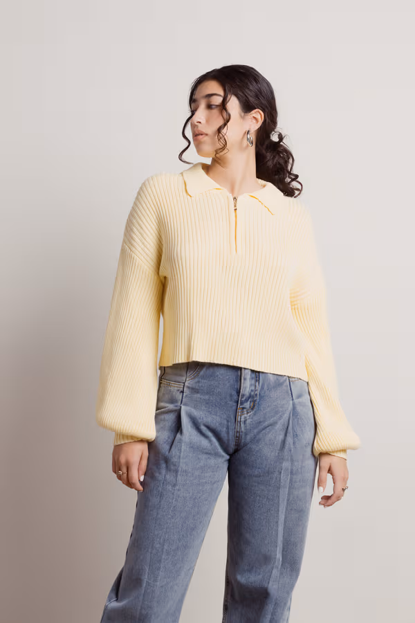Issa Vibe Ribbed Sweatshirt - Yellow