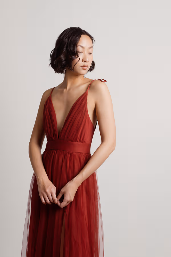 Slay The Night Deep V Double High Slit Maxi Dress - Black